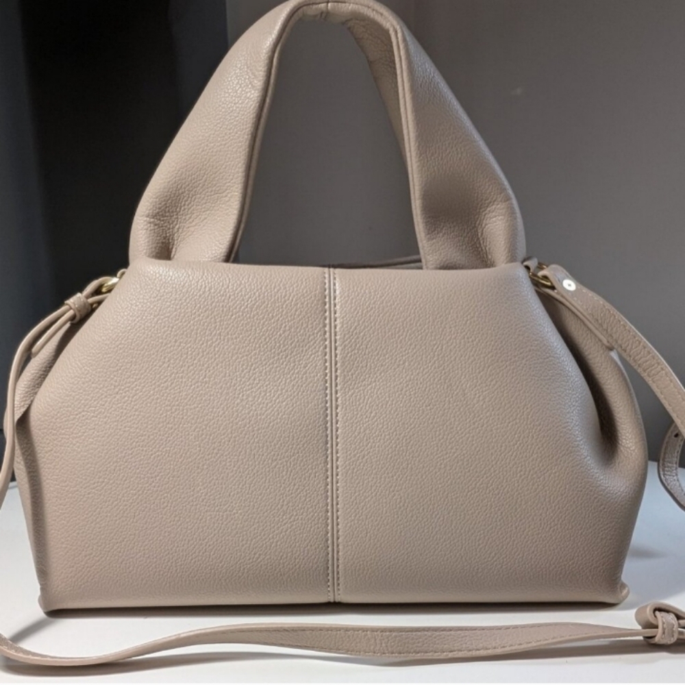 Elegant Taupe Leather Like Handbag
